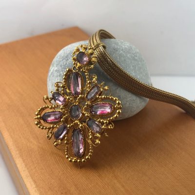 Georgian Pink Topaz Gold Pendant - Georgian Jewellery Sydney