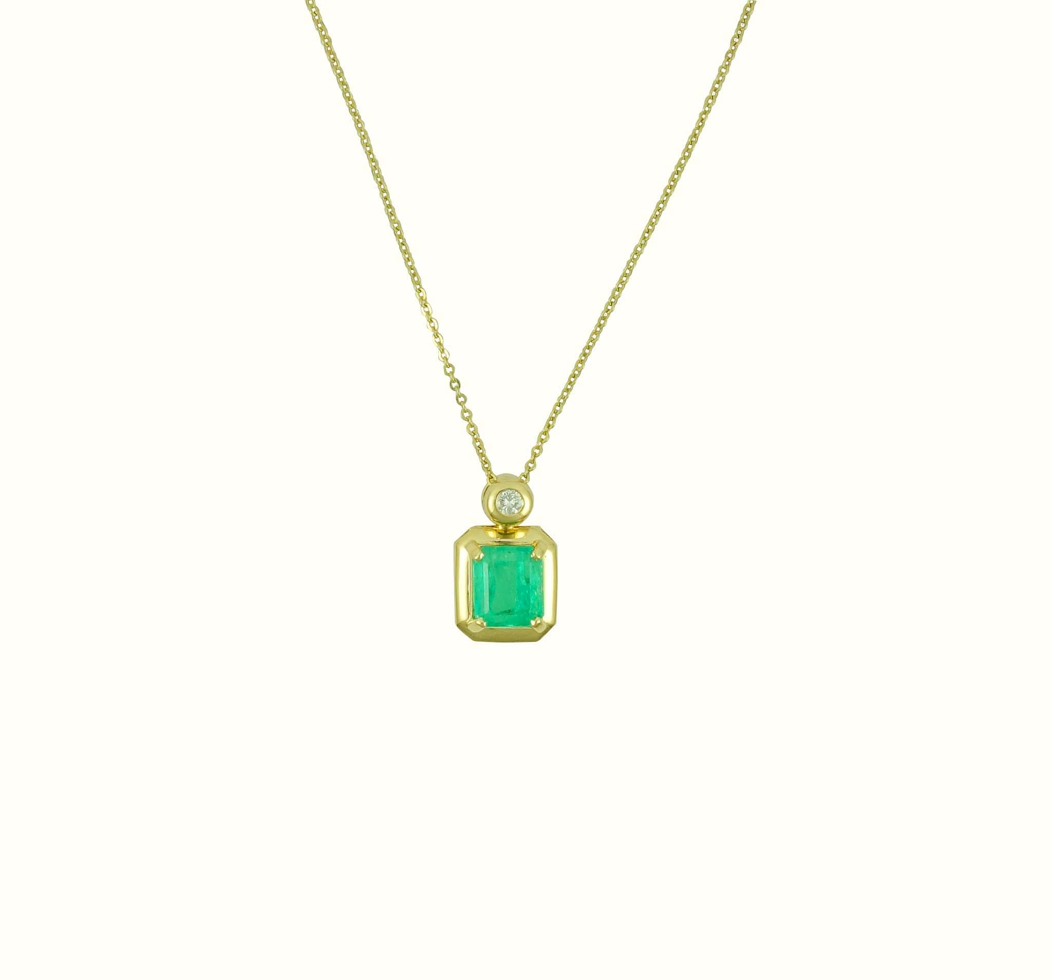 emerald cut emerald pendant