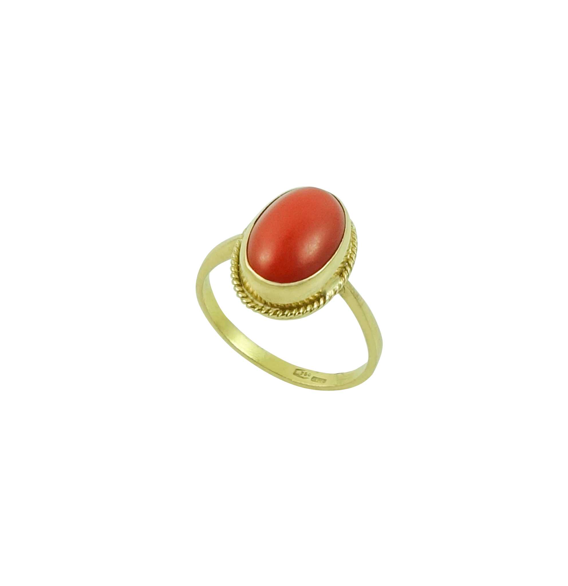 yellow gold coral ring