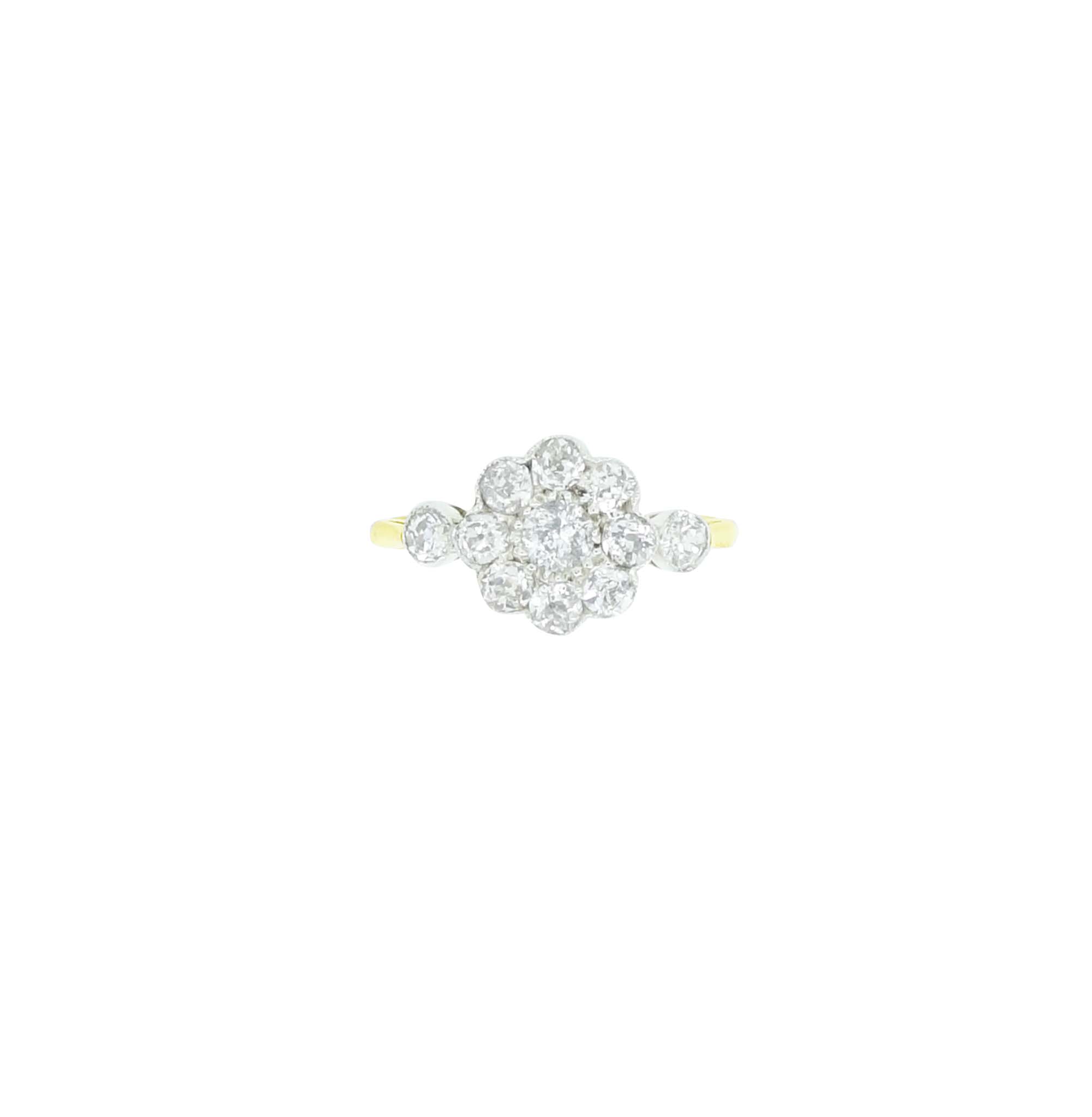 18ct Yellow and White Gold Diamond Daisy Cluster Ring | Victoria ...